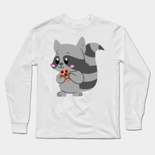 Cute raccoon snacking on a cookie Long Sleeve T-Shirt